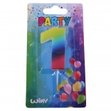 Partygyertya 1-es szám, szivárványos