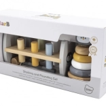 VIGA PolarB Fa piramis és ütő játék pingvinnel Montessori