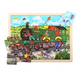 Bigjigs Toys fa vonatos puzzle, 24 darab