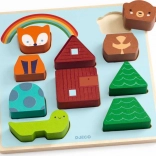 DJECO Puzz & Match Szivárvány – fa puzzle és építőjáték a legkisebbeknek