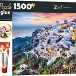 Trefl Készlet 2v1 Puzzle Gyönyörű Santorini Sziget Görögország 1500 Darabból Ragasztóval