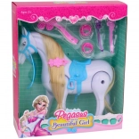 Interaktív ló kefével és zenével