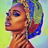 Gyémánt festés nő színes kendővel 30x40 cm