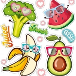 Vidám gyümölcs vasalható matricák