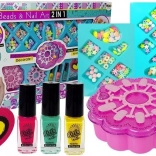 Lány kreatív készlete ékszerkészítéshez és körömdíszítéshez 2 az 1-ben