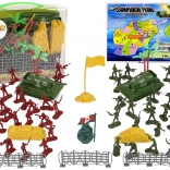 Nagy katonai játékkészlet fákkal és tankokkal