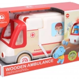 Mentőautó hatásokkal - Fa és műanyag 21 cm