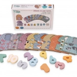 Fa oktató kirakó számokkal és állatkákkal, montessori