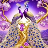 Gyémántfestés Pávák az ágon 30x40 cm