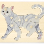 VIGA Montessori fogantyús fa puzzle – macska