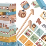 Tooky Toy fa egyensúlyozó torony állatokkal, 82 darab