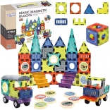 Woopie mágneses 3D építőkészlet – kastély és járművek, 71 darab