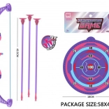 Gyerek íj nyilakkal és céltáblával, lila, 57 cm