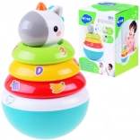 Színes rakosgató játék csörgővel és egyszarvúval