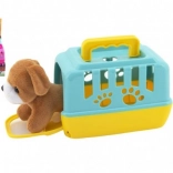 Plüss kutyus hordozható dobozban