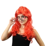 Hosszú vörös farsangi paróka frufruval felnőtteknek