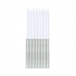 Tortagyertyák fehér-színes, metálfényű, 16 db