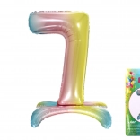 Szivárványos fólia lufi 7-es szám, 80 cm