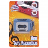 kazettás lejátszó hatású kulcstartó, fény- és hangeffektekkel, 5,5 cm