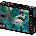 Puzzle – kislány kék fotelben, 1000 darab, D-Toys
