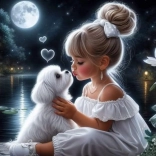 Gyémántfestés Lány kutyával 30x40cm