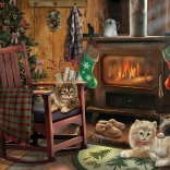 Puzzle Kiscicák és kandalló 500 darab Cobble Hill