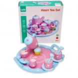 Fából készült teáskészlet szívecskékkel
