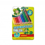 DELTA háromszögletű színes ceruzák, 12 szín, fémdobozban