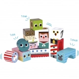 Vilac fa hangkockák tengeri motívummal, 11 db