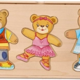 Öltöztetős Medvecsalád - Fa Kirakós Játék