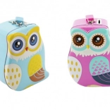 Bagoly alakú, lakattal zárható fém persely, 16 cm, 2 szín