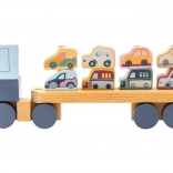 Cubika pasztell kamion autókkal – fa kirakó 12 darab