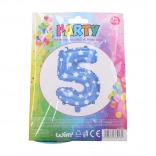 Felfújható 5-ös számú kék lufi csillagokkal