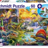 Dínó puzzle 60 darabbal ajándék figurákkal – SCHMIDT