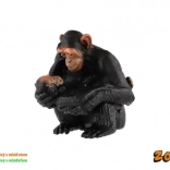 Csimpánz nőstény és kölyök figura – élethű műanyag modell, 5 cm