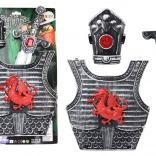 gyerekkosztüm lovagi páncéllal, karddal és lábszárvérttel