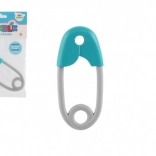 Bébi csörgő biztosítótű türkiz-szürke