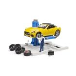 Bruder autószerviz roadsterrel és szerelővel