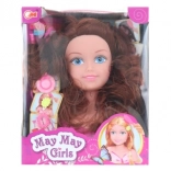 Barna frizurakészítő baba fej kiegészítőkkel gyermek frizurákhoz