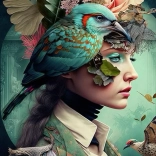 Gyémánt festés Lány madárral 30x40 cm