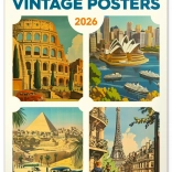 Fali naptár Vintage plakátok – világvárosok 2026