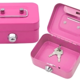 Fém persely zárral – rózsaszín, 2 kulccsal