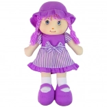 Ölelgetnivaló textilbaba, lila, csíkos, 50 cm