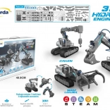 3 az 1-ben hidraulikus építőipari gép építőkészlet gyerekeknek 8+, 168 alkatrész