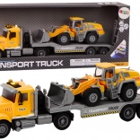 Sárga teherautó markolóval, fényekkel és hangokkal