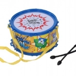 Műanyag gyerekdob pánttal és dobverőkkel 16 × 9 cm