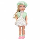 Hangot adó baba 36 cm kézitáskával és sapkával