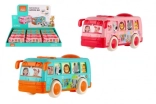 Autóbusz a legkisebbeknek, műanyag, 12 cm, lendkerekes, 2 szín, 12 db dobozban