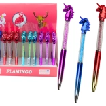 Egyszarvús golyóstoll, csillogó kövecskék, kék betét 0,7 mm