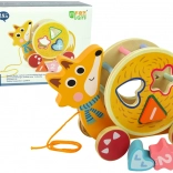 Fa húzható róka formaválogatóval és gyöngylabirintussal